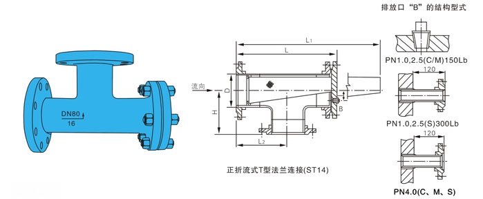 T型过滤器正折流外形结构图